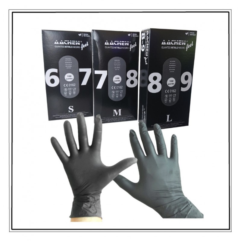 LCH Nitriskin - Boîte de 100 gants en nitrile non poudré noir - Hand Ink